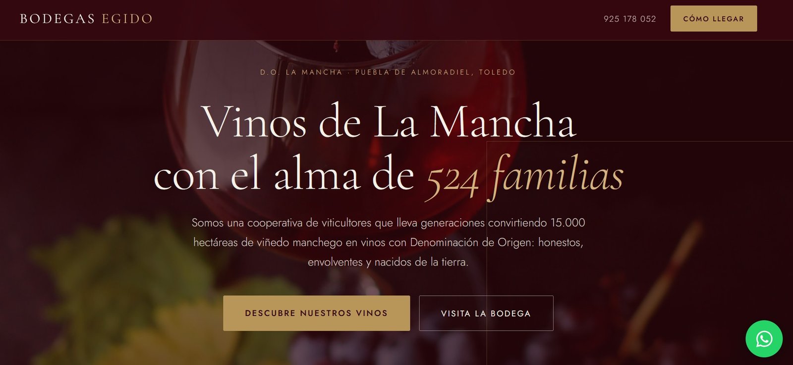 Diseño web para bodega de vino en Toledo — versión escritorio