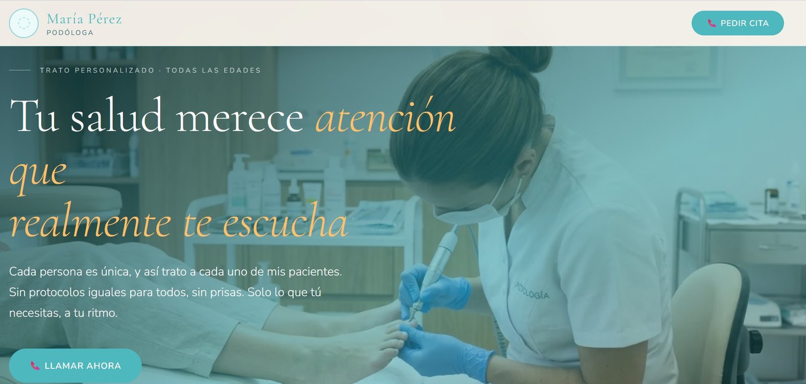 Diseño web para podóloga profesional en Toledo — versión escritorio